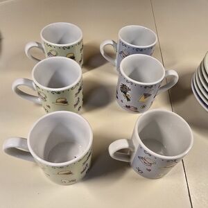 Whimsical Floral Mug Set - Green and Blue